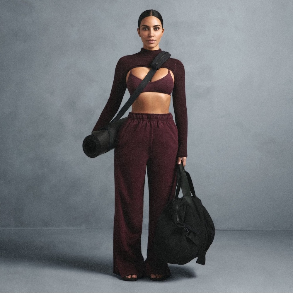 NIKE SKIMS MATTE TRICOT CURRANT Side-Snap Pants